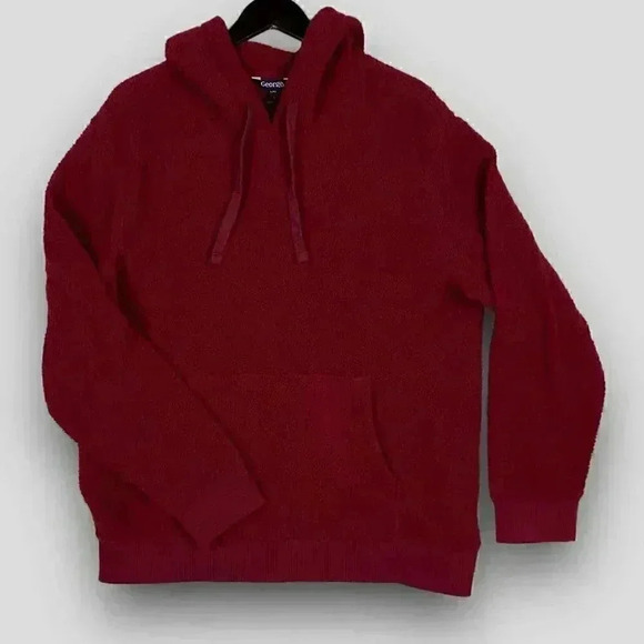 🔵 2/$15 ~ NEW! GEORGE fleece men's hoodie burgundy Med/Lg/XL - Picture 5 of 7